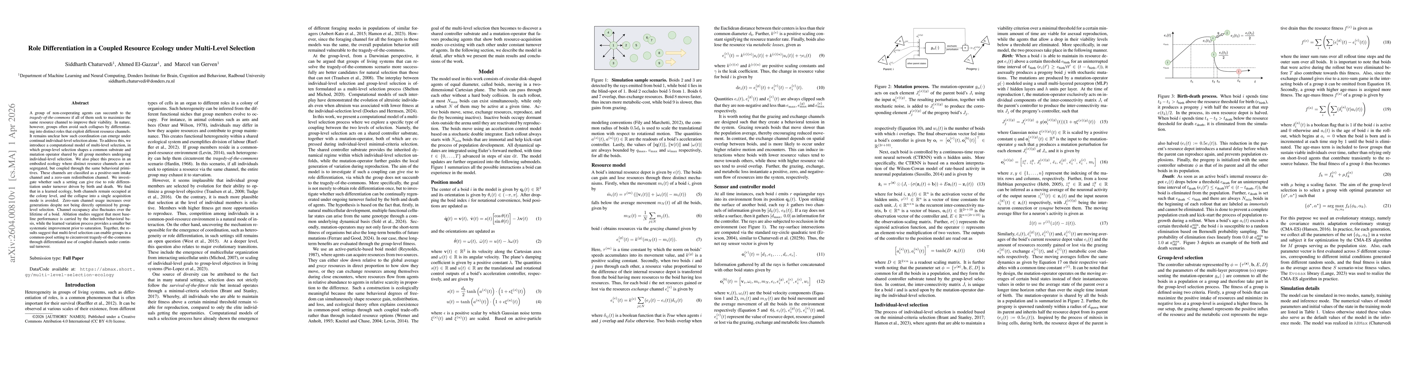 Thumbnail for Role Differentiation in a Coupled Resource Ecology under Multi-Level Selection