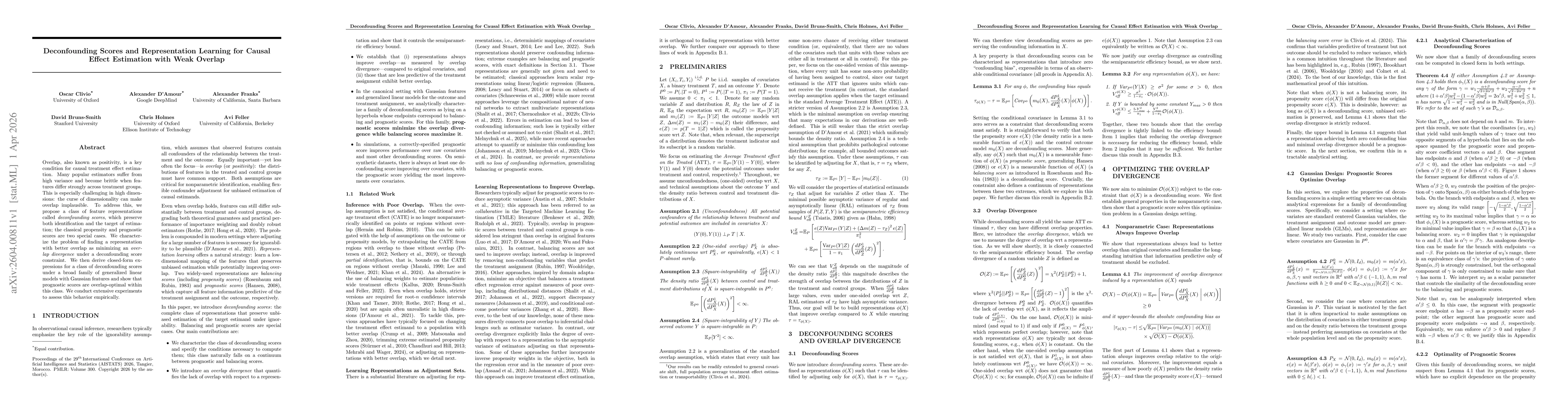 Thumbnail for Deconfounding Scores and Representation Learning for Causal Effect Estimation with Weak Overlap