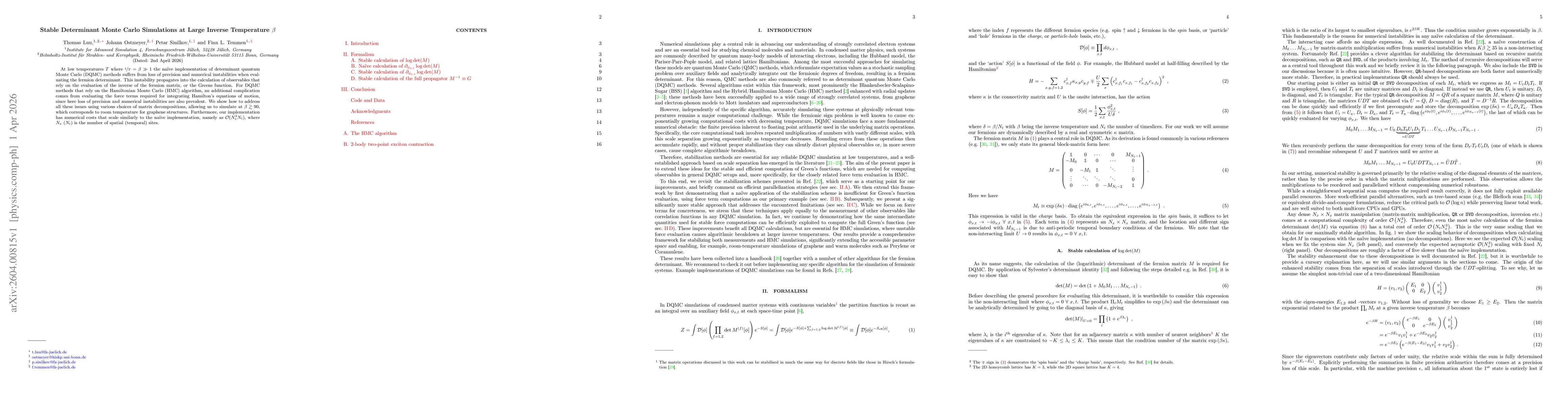 Thumbnail for Stable Determinant Monte Carlo Simulations at Large Inverse Temperature $β$