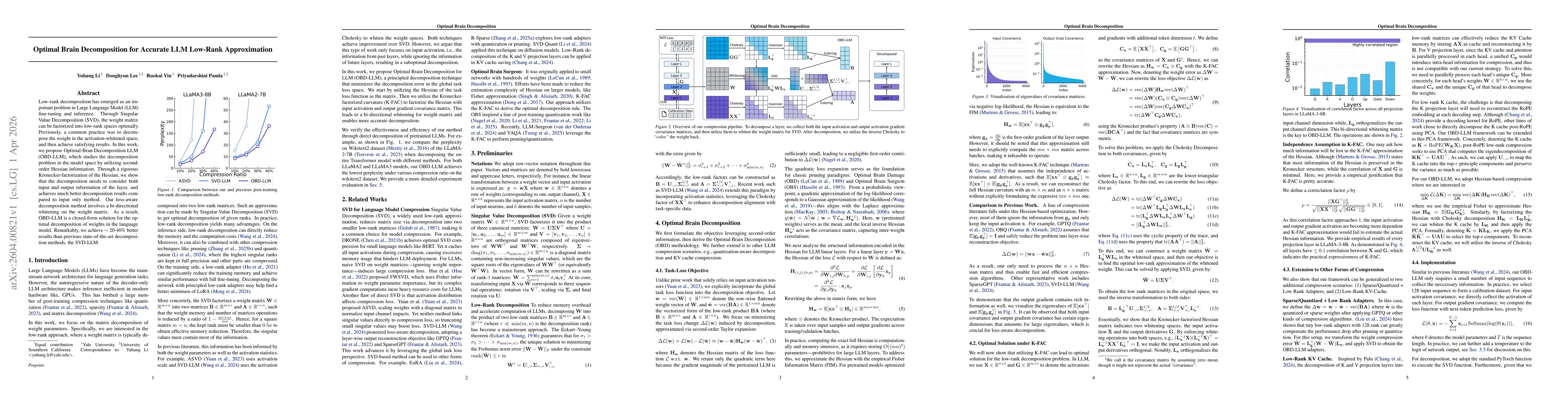 Thumbnail for Optimal Brain Decomposition for Accurate LLM Low-Rank Approximation