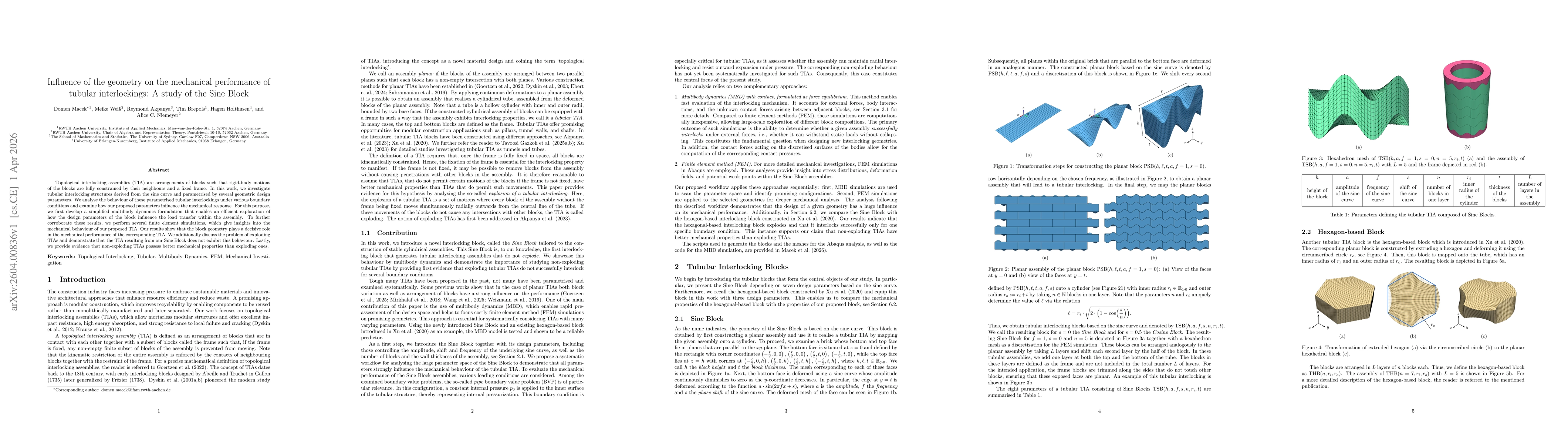 Thumbnail for Influence of the geometry on the mechanical performance of tubular interlockings: A study of the Sine Block