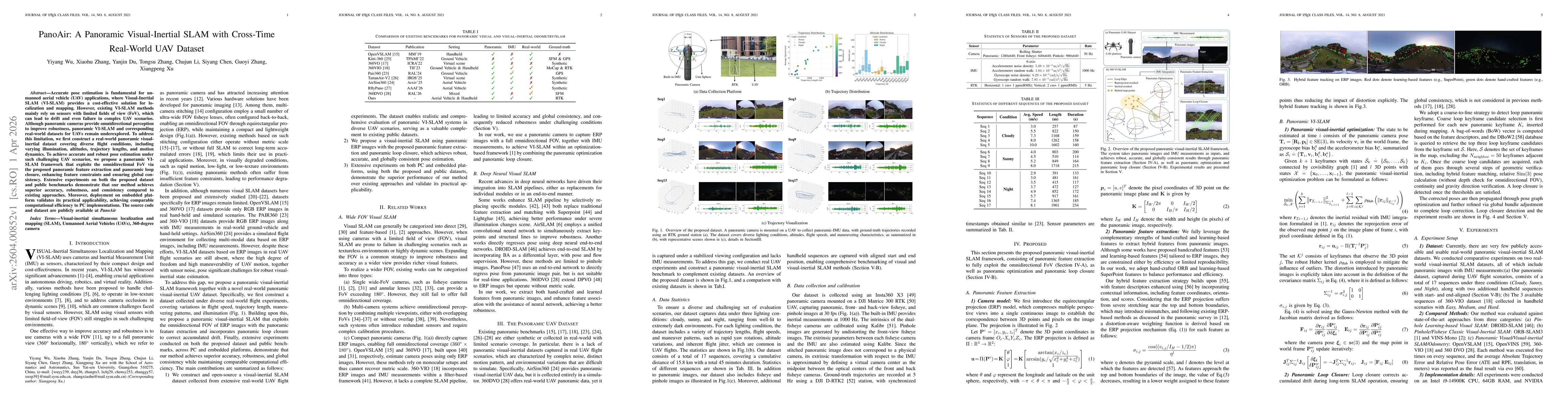 Thumbnail for PanoAir: A Panoramic Visual-Inertial SLAM with Cross-Time Real-World UAV Dataset