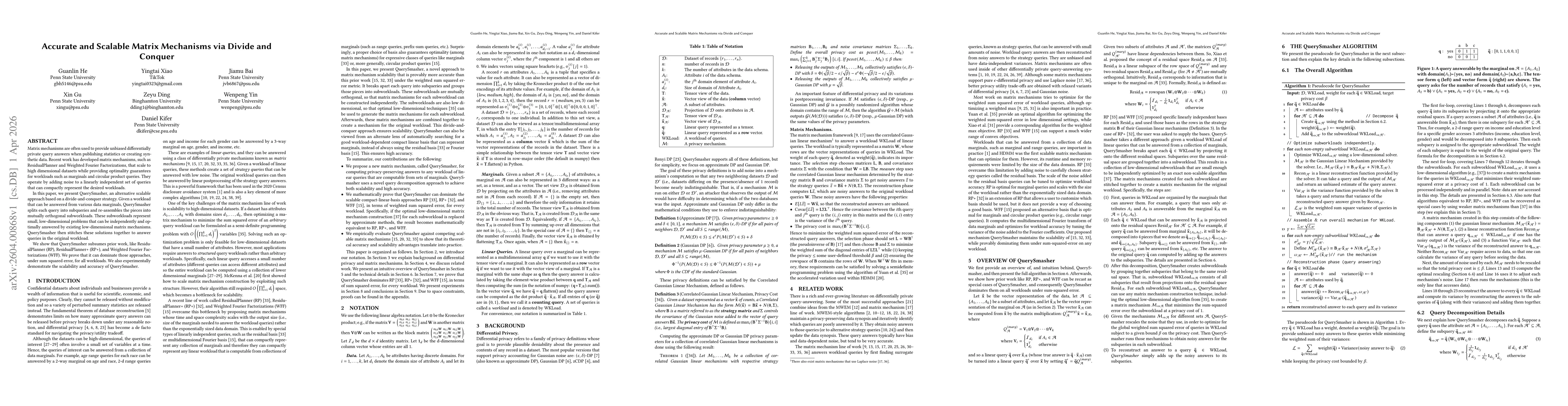 Thumbnail for Accurate and Scalable Matrix Mechanisms via Divide and Conquer