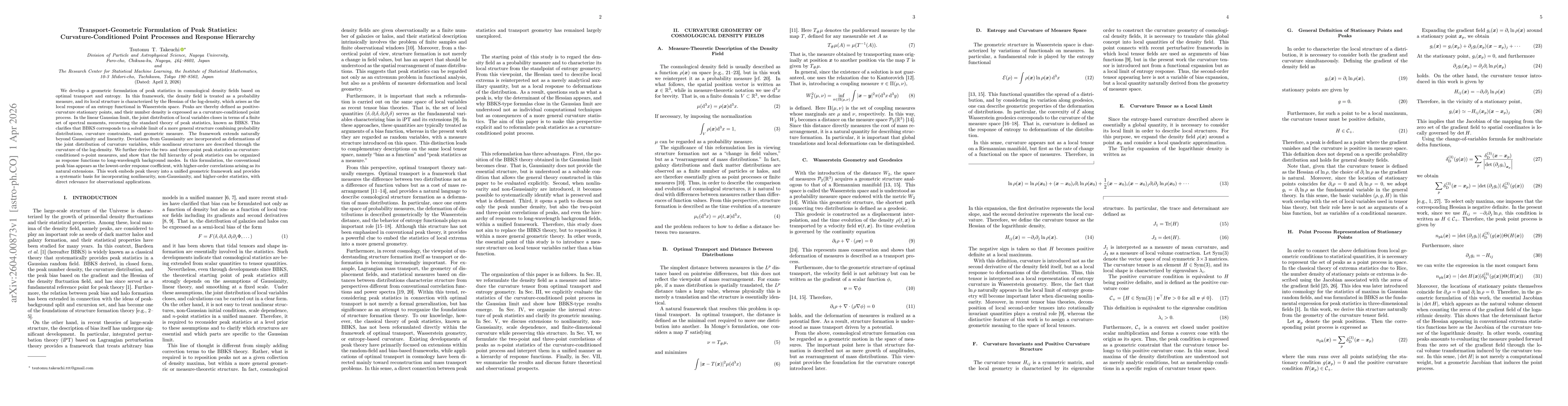 Thumbnail for Transport-Geometric Formulation of Peak Statistics: Curvature-Conditioned Point Processes and Response Hierarchy