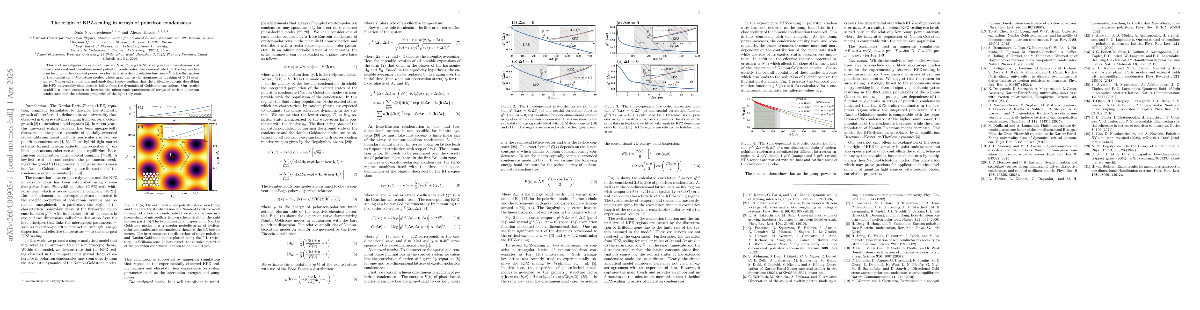 Thumbnail for The origin of KPZ-scaling in arrays of polariton condensates