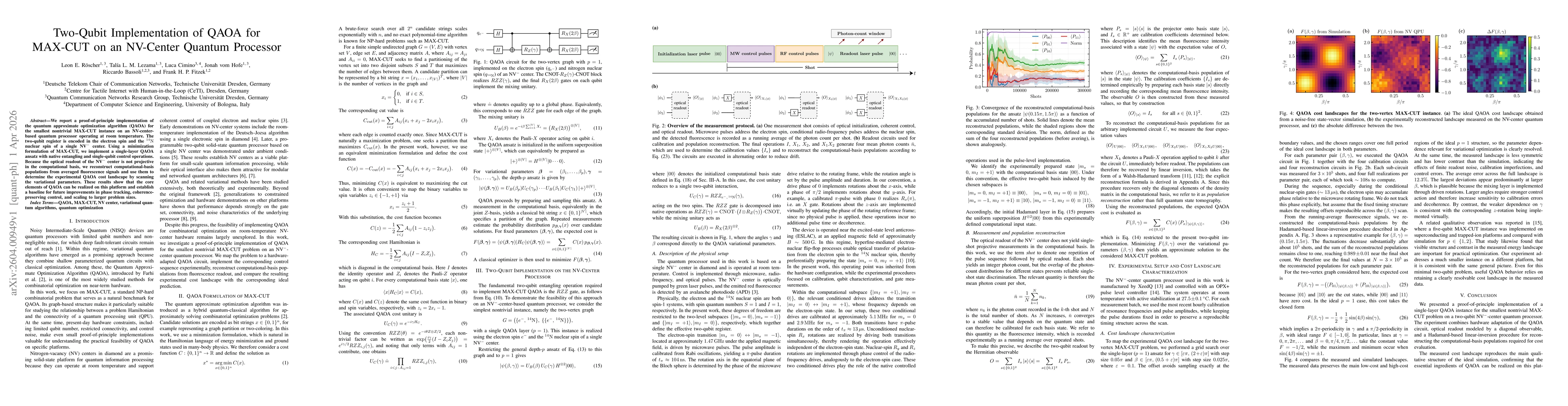 Thumbnail for Two-Qubit Implementation of QAOA for MAX-CUT on an NV-Center Quantum Processor