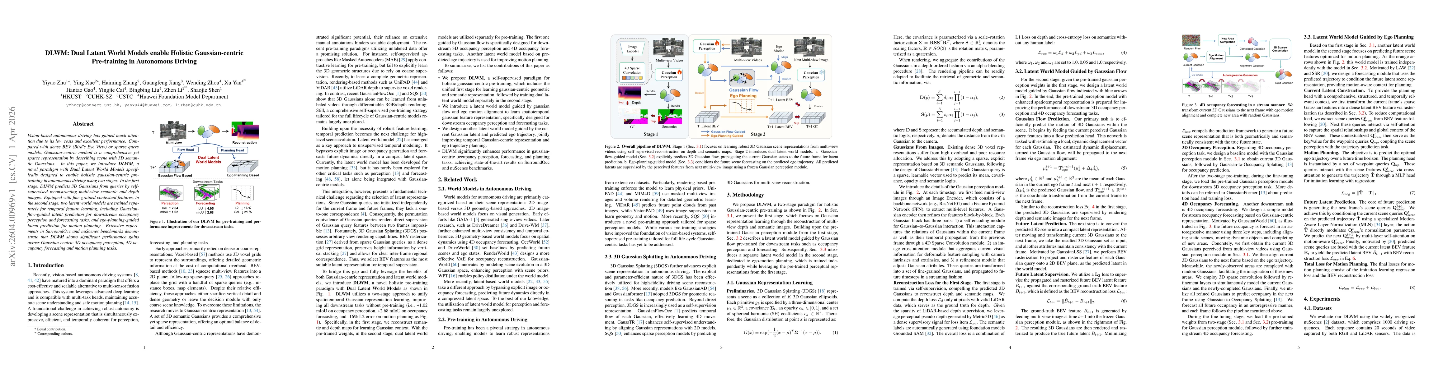 Thumbnail for DLWM: Dual Latent World Models enable Holistic Gaussian-centric Pre-training in Autonomous Driving