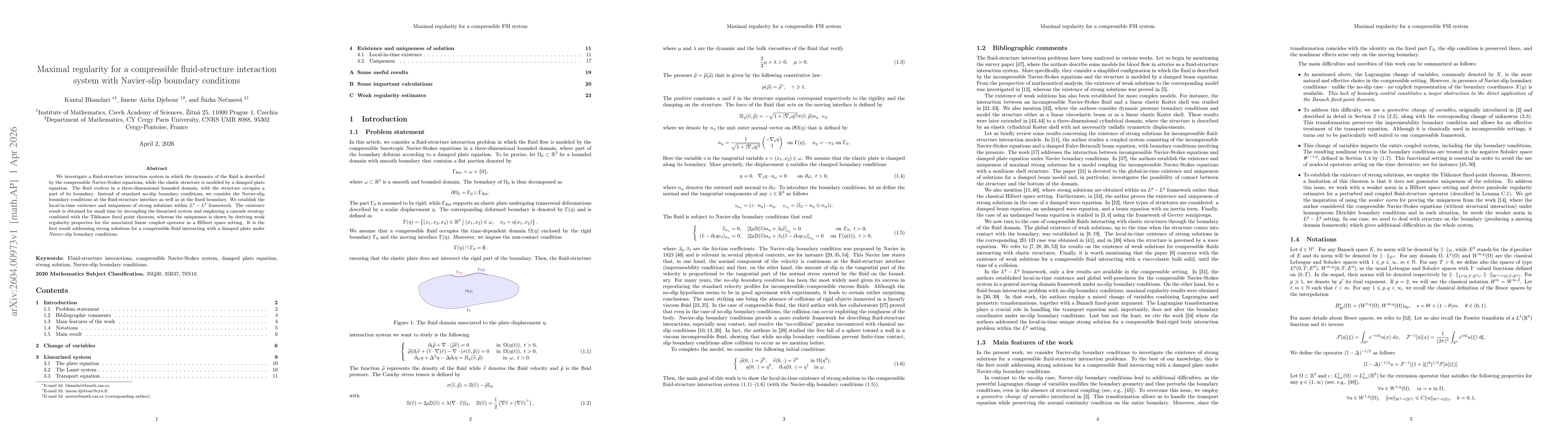 Thumbnail for Maximal regularity for a compressible fluid-structure interaction system with Navier-slip boundary conditions