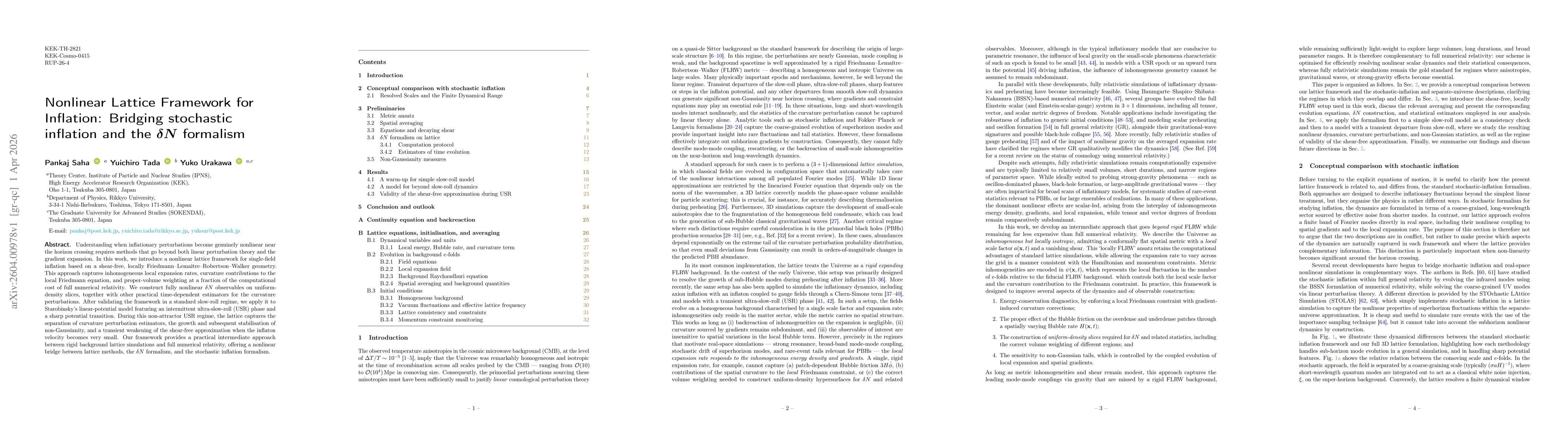 Thumbnail for Nonlinear Lattice Framework for Inflation: Bridging stochastic inflation and the $δ{N}$ formalism
