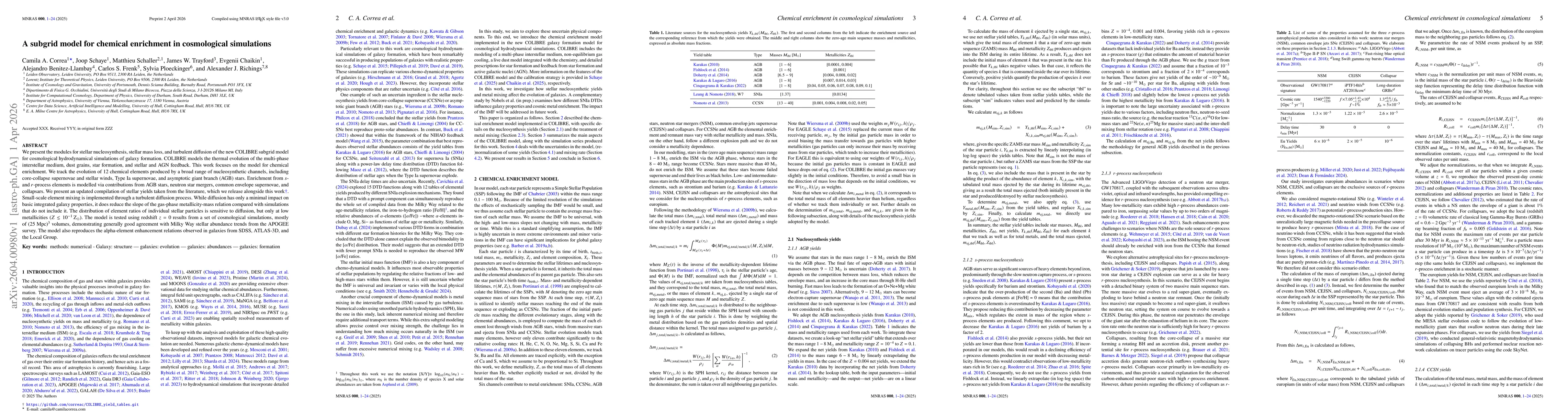 Thumbnail for A subgrid model for chemical enrichment in cosmological simulations
