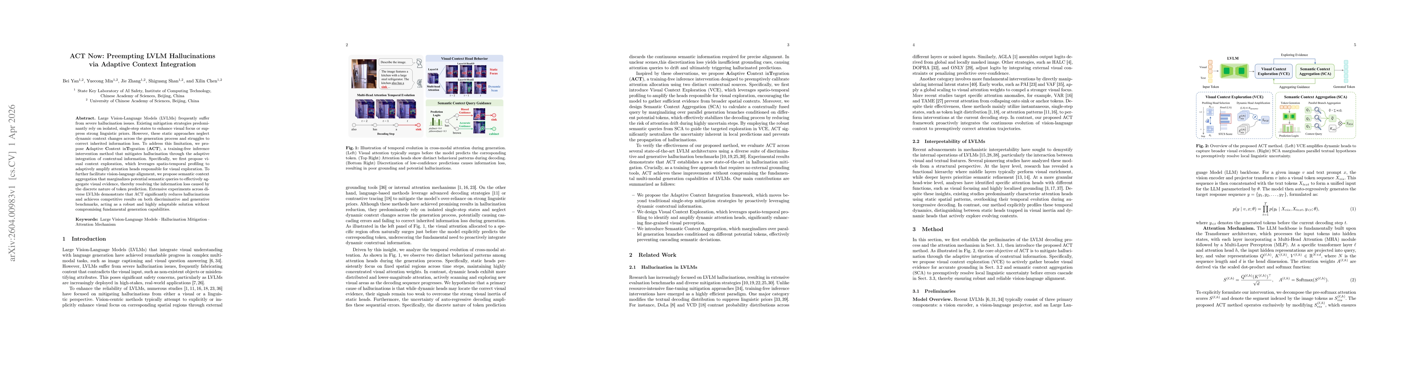 Thumbnail for ACT Now: Preempting LVLM Hallucinations via Adaptive Context Integration