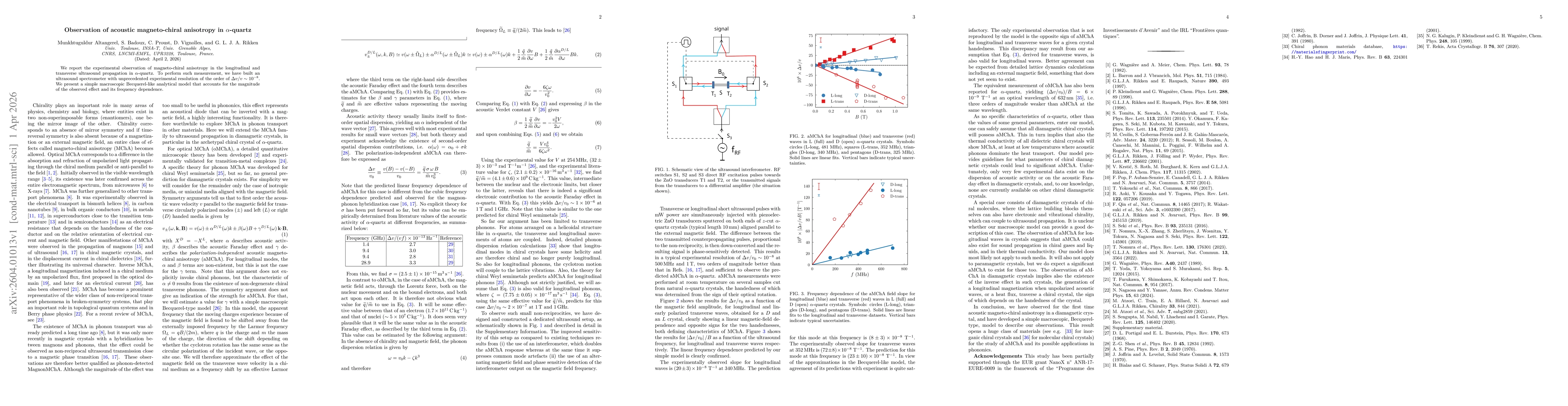 Thumbnail for Observation of acoustic magneto-chiral anisotropy in $α$-quartz