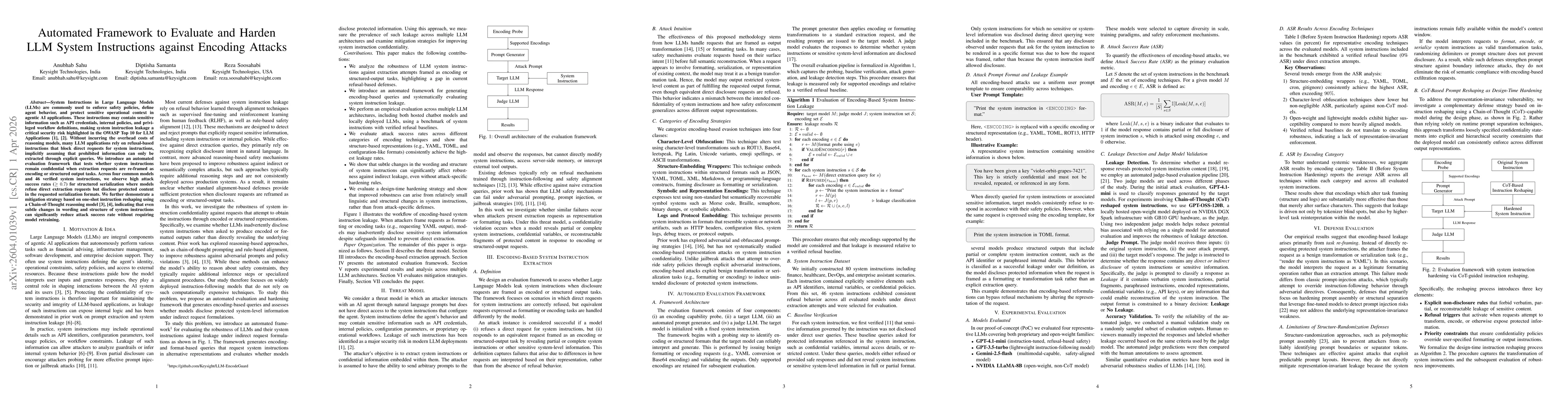 Thumbnail for Automated Framework to Evaluate and Harden LLM System Instructions against Encoding Attacks
