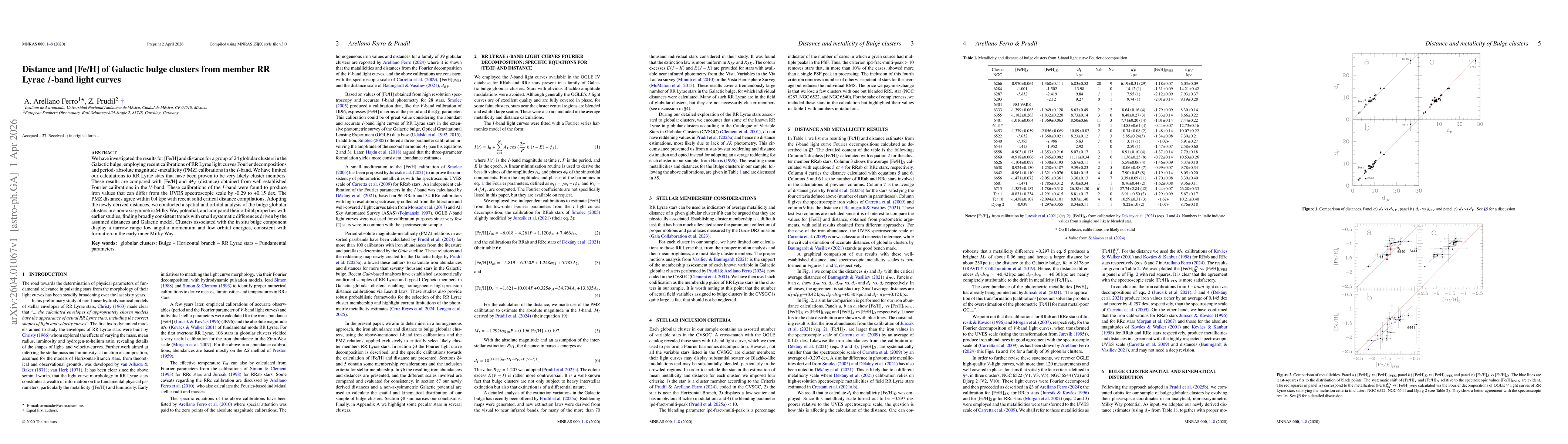 Thumbnail for Distance and [Fe/H] of Galactic bulge clusters from member RR Lyrae I-band light curves