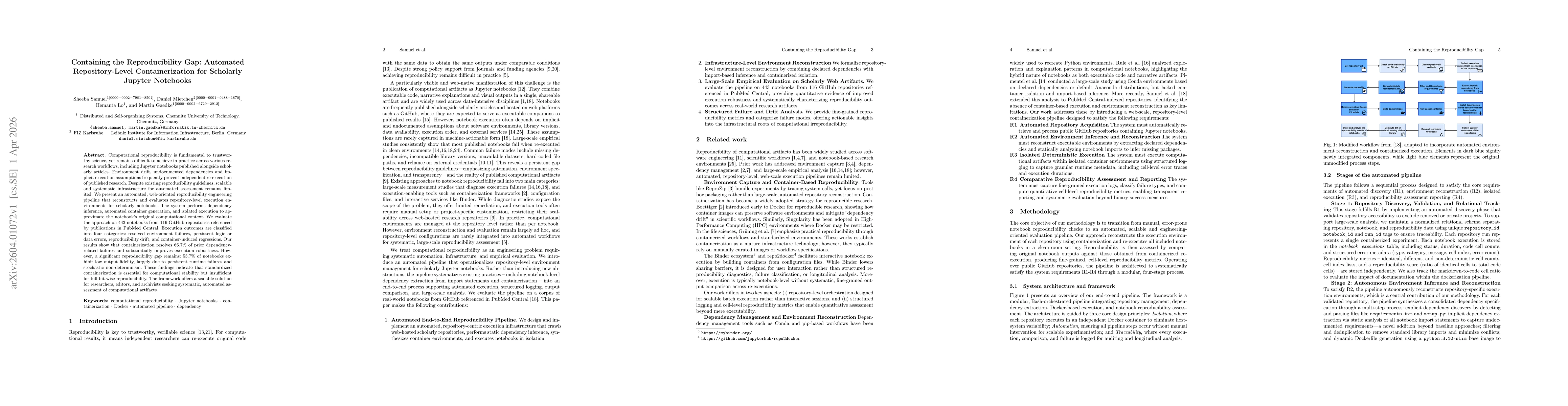 Thumbnail for Containing the Reproducibility Gap: Automated Repository-Level Containerization for Scholarly Jupyter Notebooks