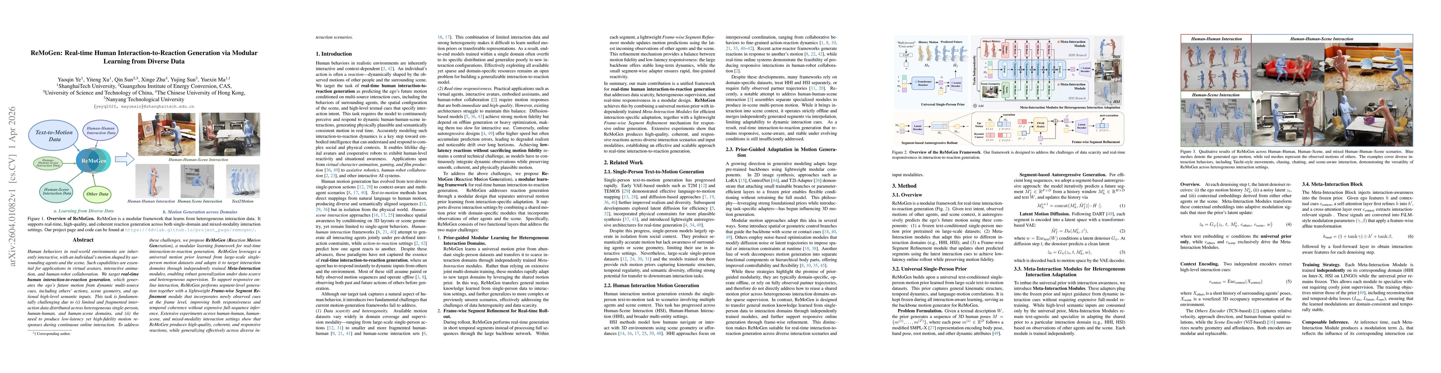 Thumbnail for ReMoGen: Real-time Human Interaction-to-Reaction Generation via Modular Learning from Diverse Data