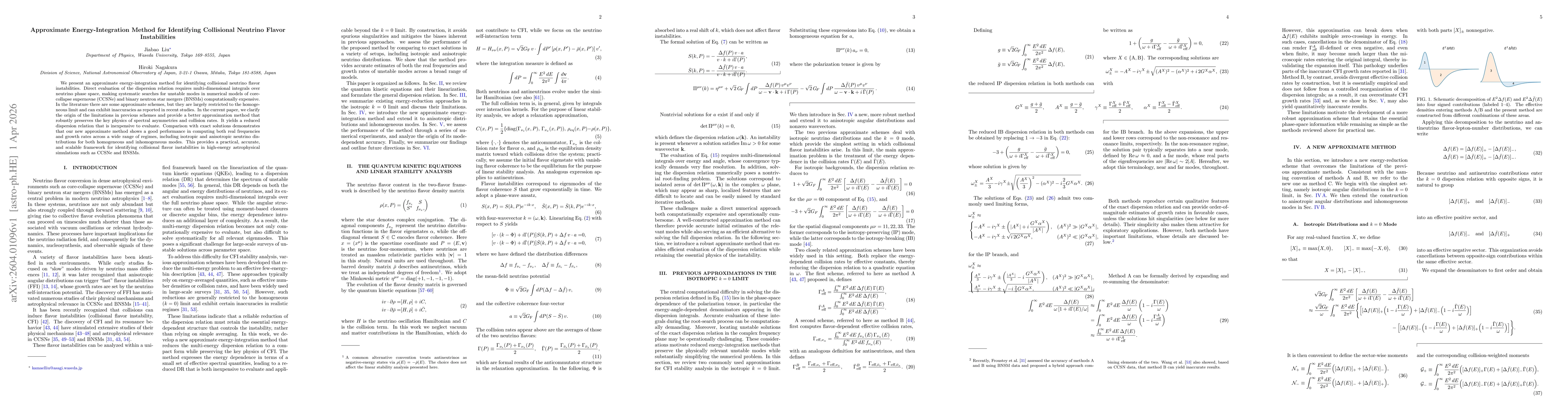 Thumbnail for Approximate Energy-Integration Method for Identifying Collisional Neutrino Flavor Instabilities