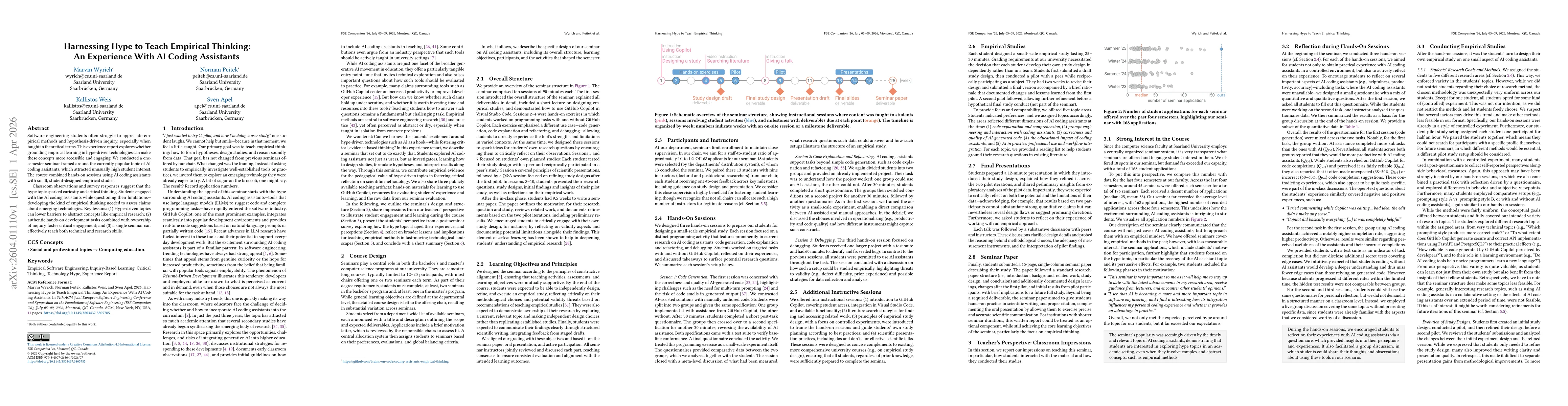 Thumbnail for Harnessing Hype to Teach Empirical Thinking: An Experience With AI Coding Assistants