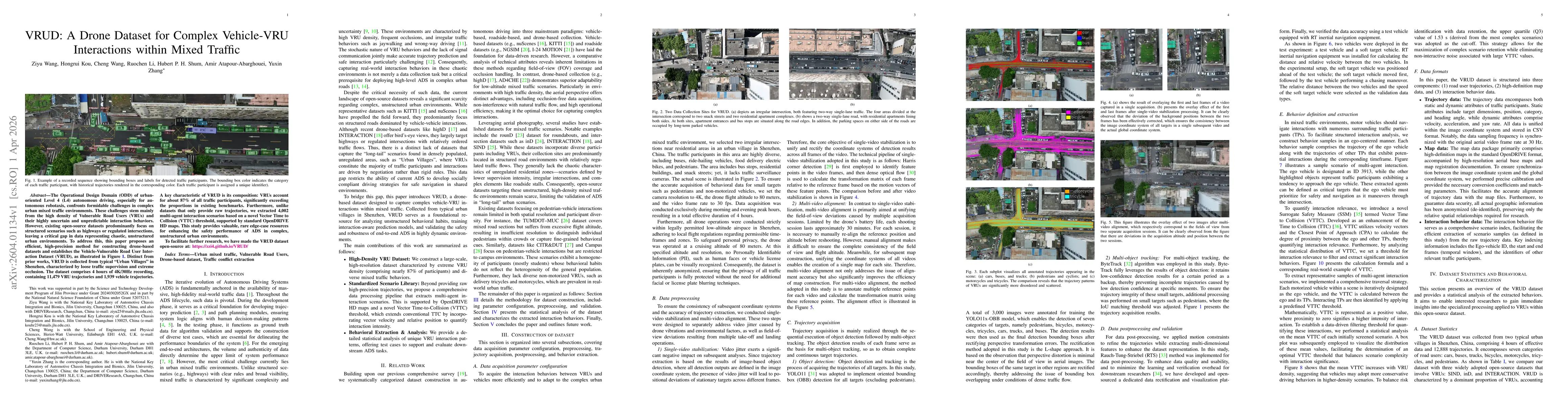 Thumbnail for VRUD: A Drone Dataset for Complex Vehicle-VRU Interactions within Mixed Traffic