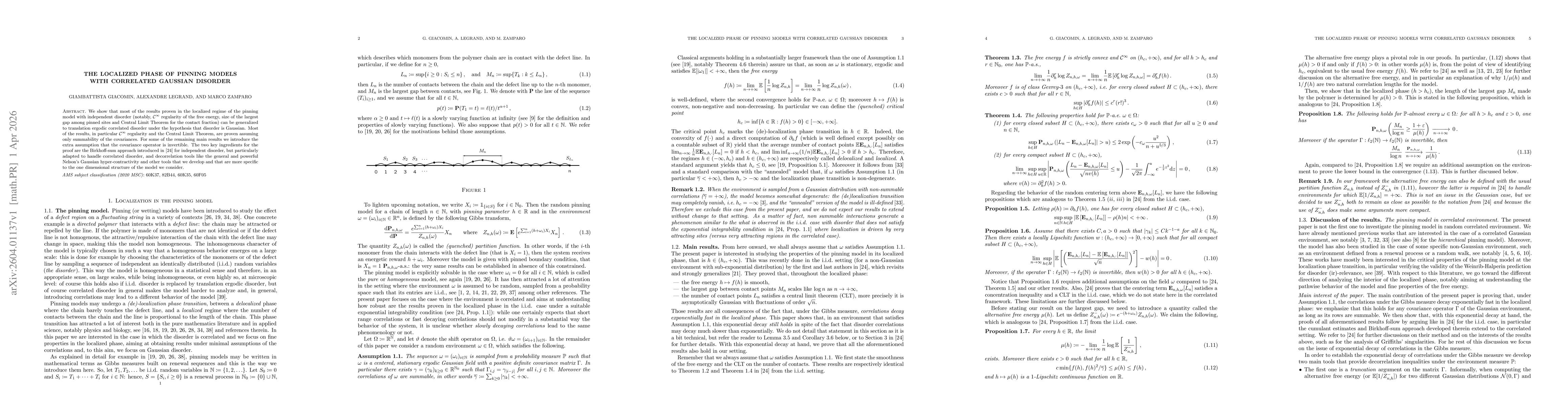Thumbnail for The localized phase of pinning models with correlated Gaussian disorder