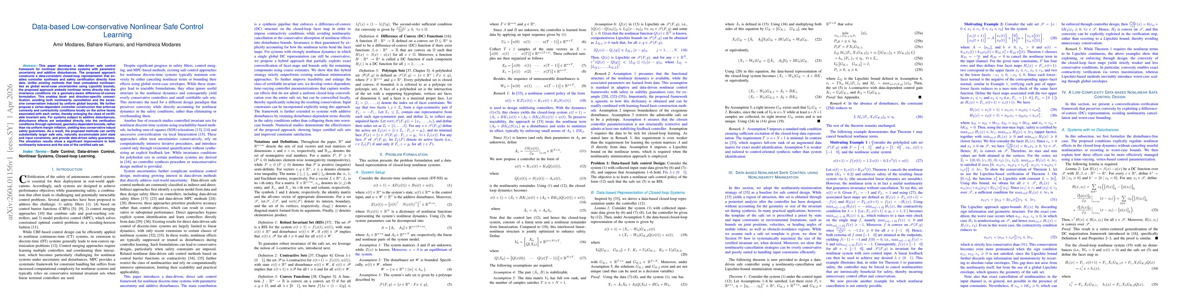 Thumbnail for Data-based Low-conservative Nonlinear Safe Control Learning
