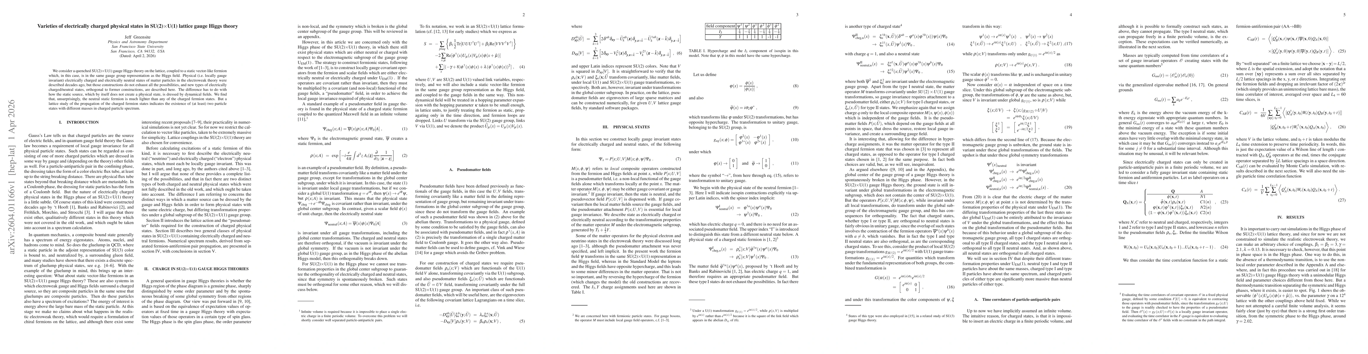 Thumbnail for Varieties of electrically charged physical states in SU(2)$\times$U(1) lattice gauge Higgs theory