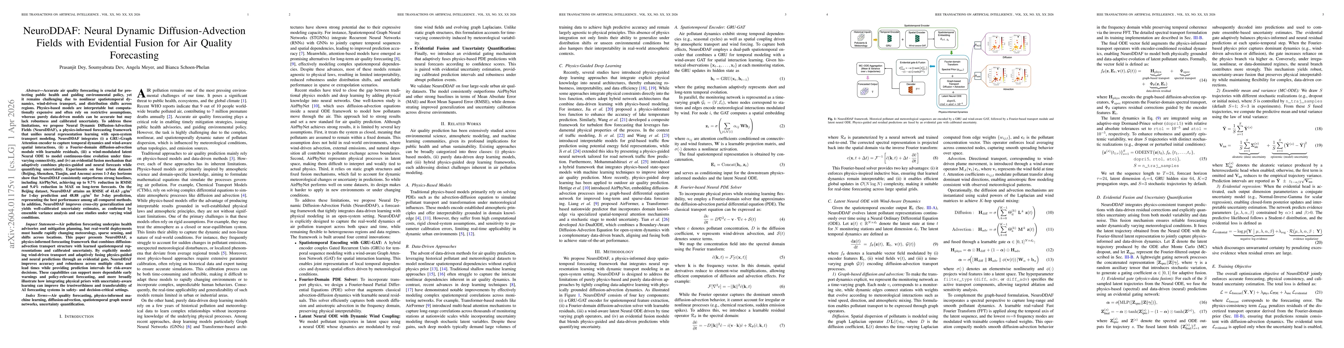 Thumbnail for NeuroDDAF: Neural Dynamic Diffusion-Advection Fields with Evidential Fusion for Air Quality Forecasting