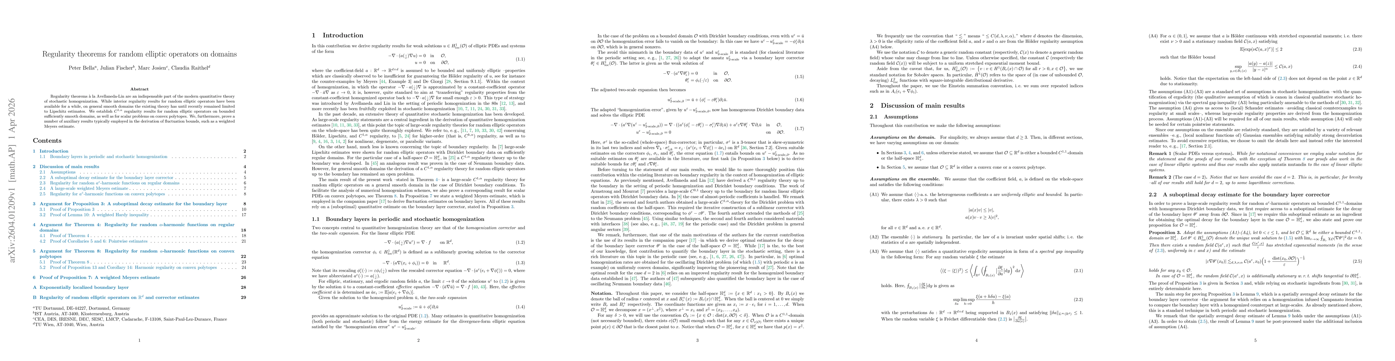 Thumbnail for Regularity theorems for random elliptic operators on domains