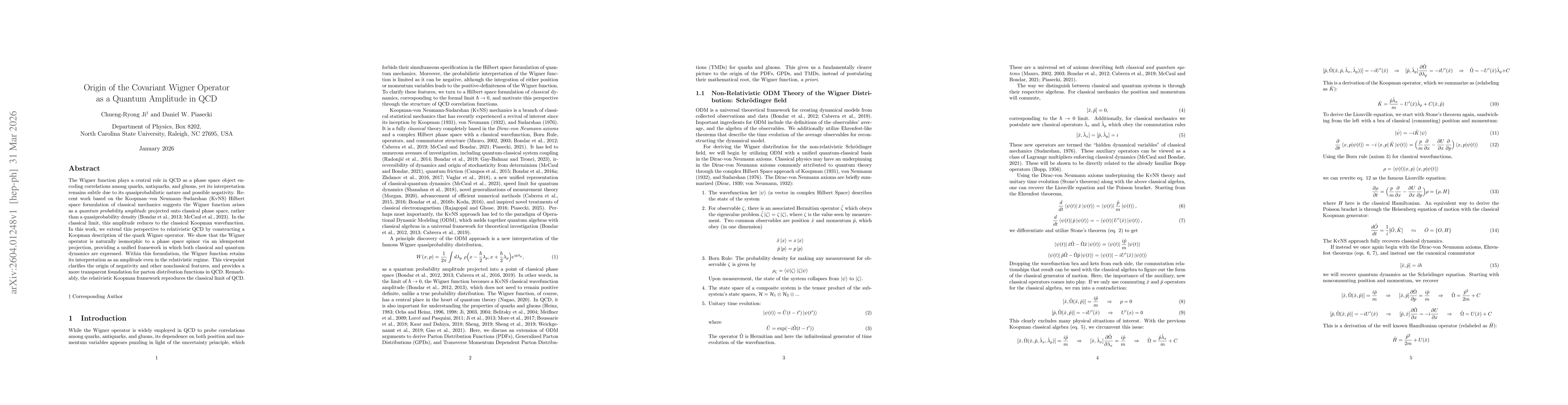 Thumbnail for Origin of the Covariant Wigner Operator as a Quantum Amplitude in QCD