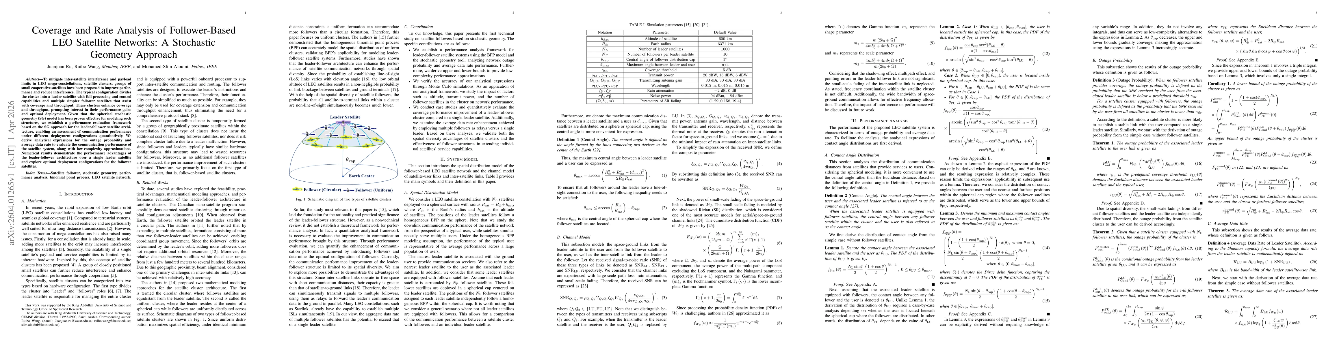 Thumbnail for Coverage and Rate Analysis of Follower-Based LEO Satellite Networks: A Stochastic Geometry Approach