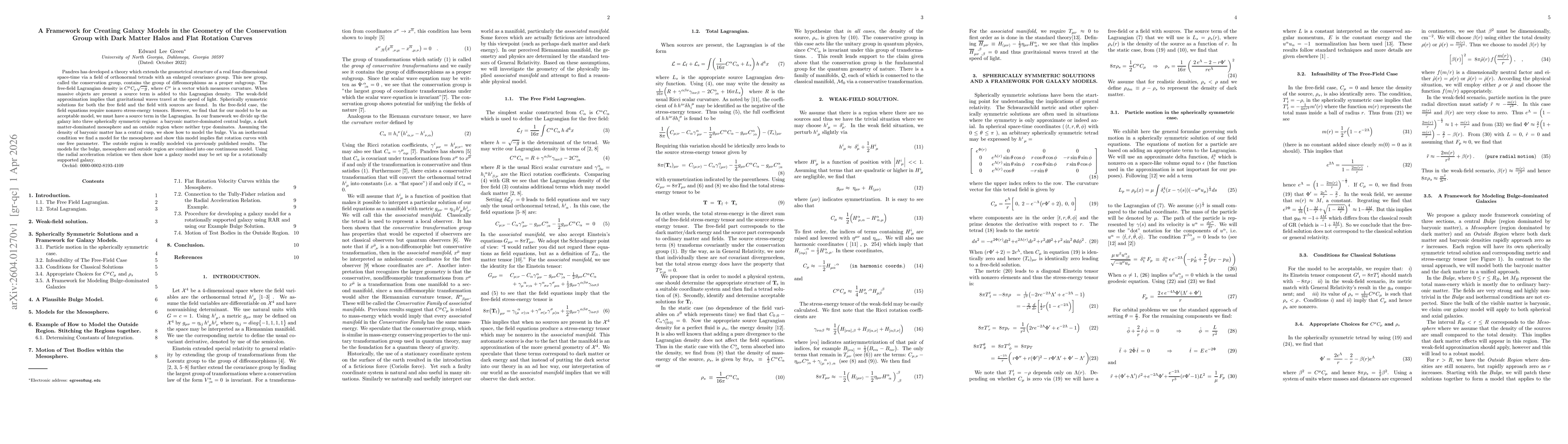 Thumbnail for A framework for creating galaxy models in the geometry of the conservation group with dark matter halos and flat rotation curves