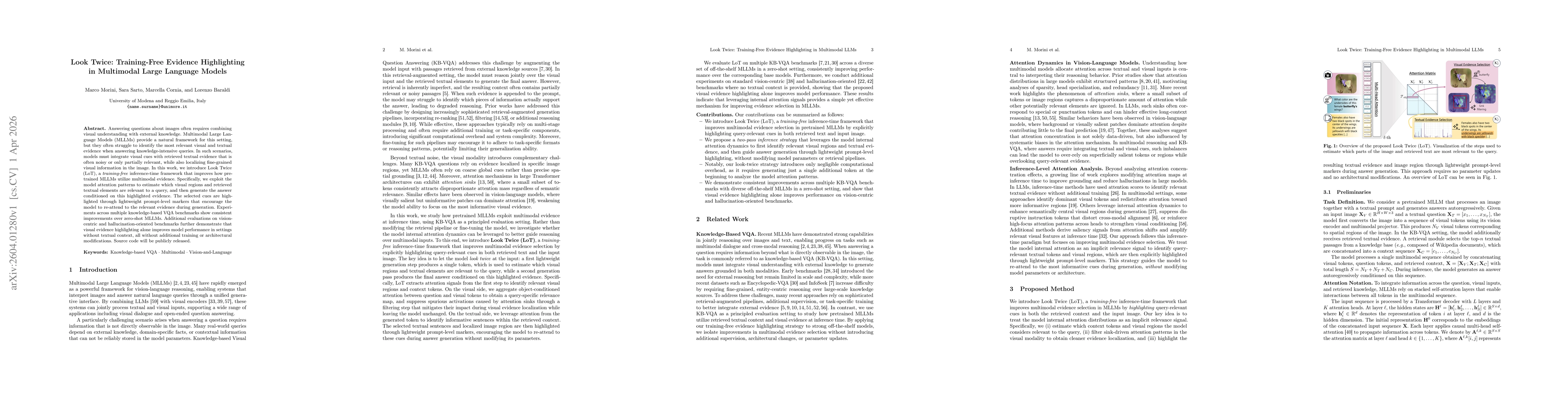 Thumbnail for Look Twice: Training-Free Evidence Highlighting in Multimodal Large Language Models