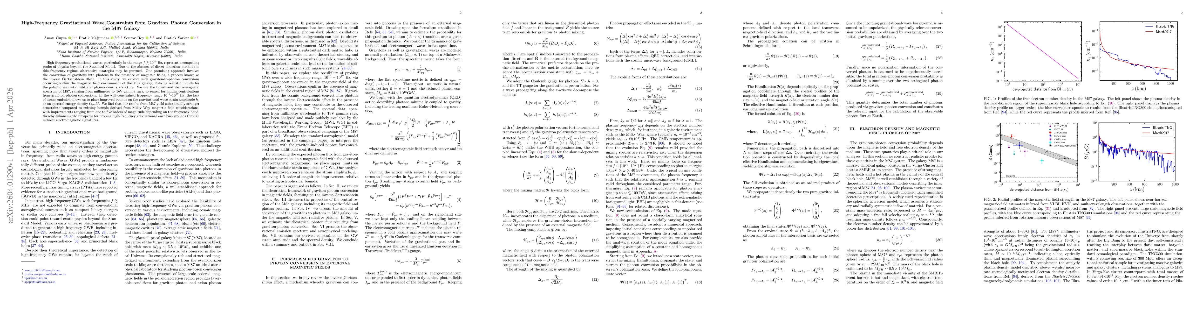 Thumbnail for High-Frequency Gravitational Wave Constraints from Graviton-Photon Conversion in the M87 Galaxy