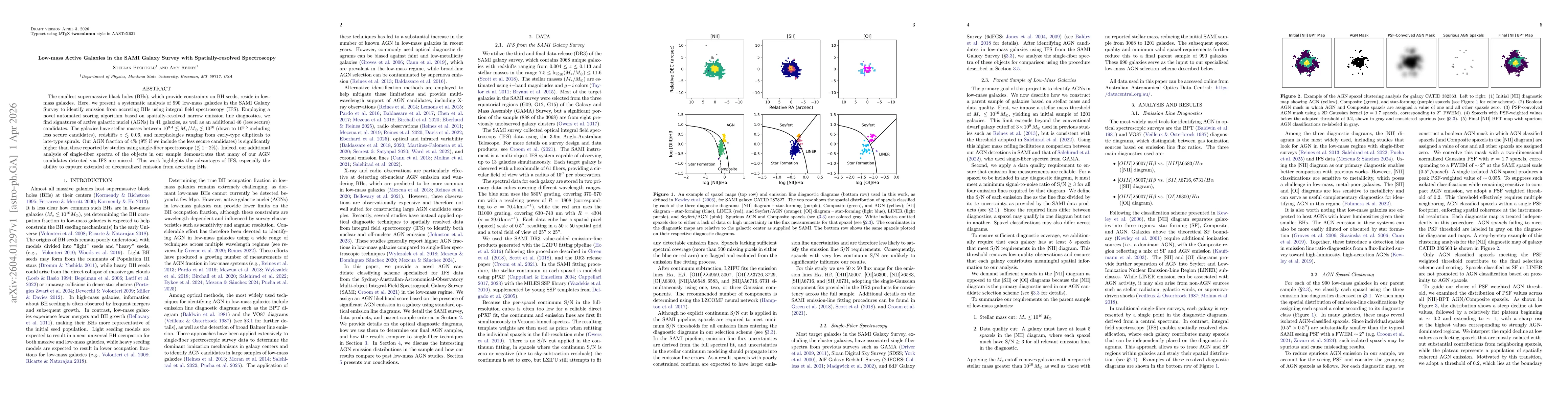 Thumbnail for Low-mass Active Galaxies in the SAMI Galaxy Survey with Spatially-resolved Spectroscopy