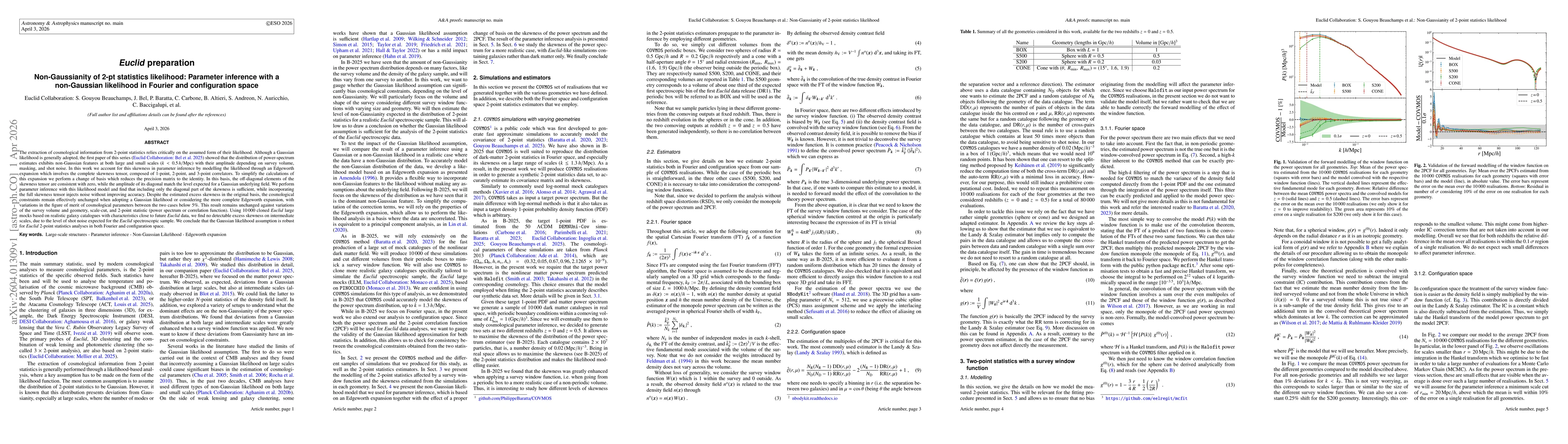 Thumbnail for Euclid preparation. Non-Gaussianity of 2-pt statistics likelihood: Parameter inference with a non-Gaussian likelihood in Fourier and configuration space