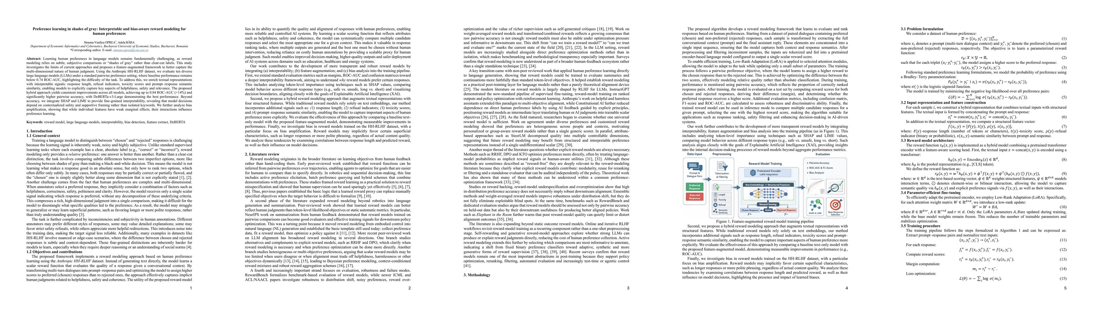Thumbnail for Preference learning in shades of gray: Interpretable and bias-aware reward modeling for human preferences