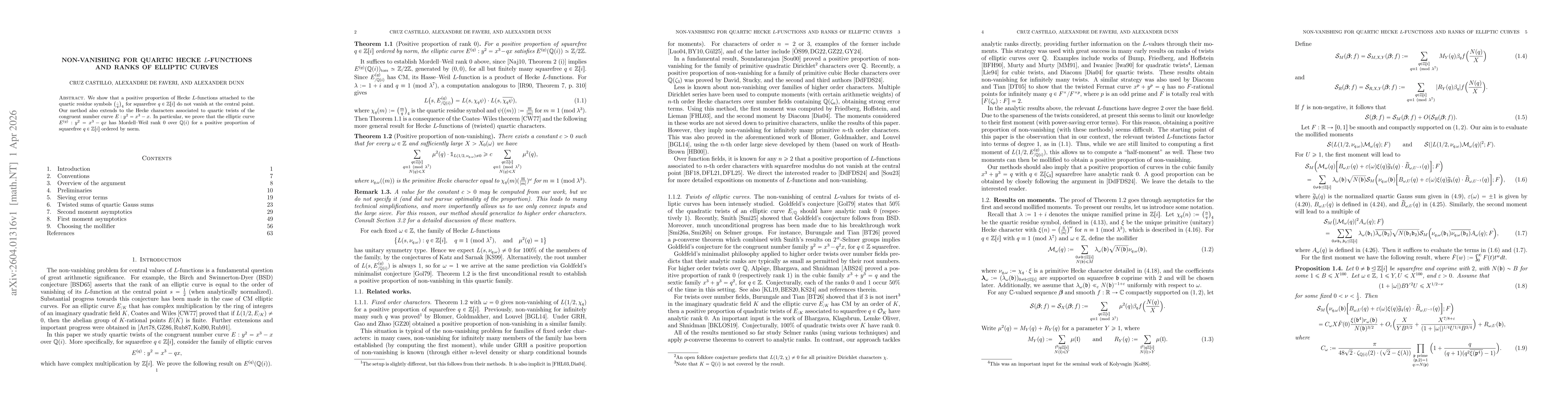 Thumbnail for Non-vanishing for quartic Hecke $L$-functions and ranks of elliptic curves