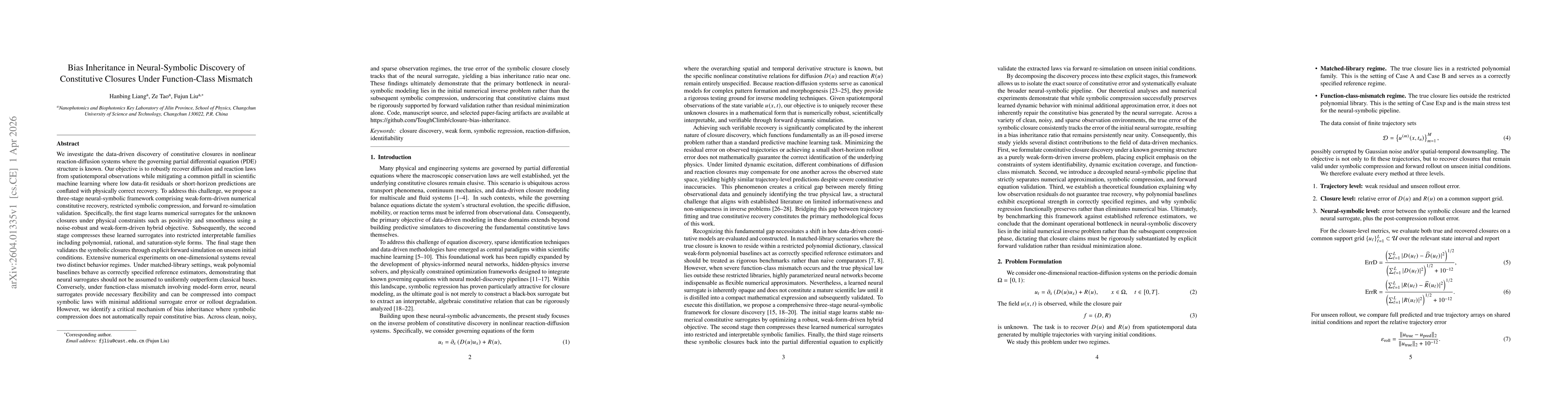 Thumbnail for Bias Inheritance in Neural-Symbolic Discovery of Constitutive Closures Under Function-Class Mismatch