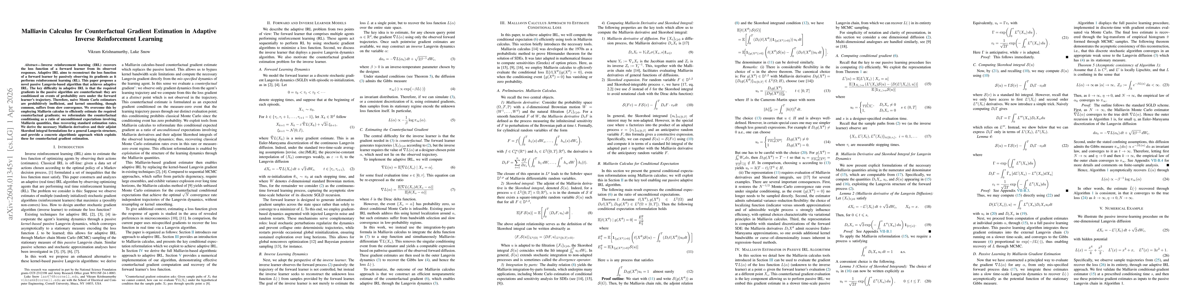 Thumbnail for Malliavin Calculus for Counterfactual Gradient Estimation in Adaptive Inverse Reinforcement Learning