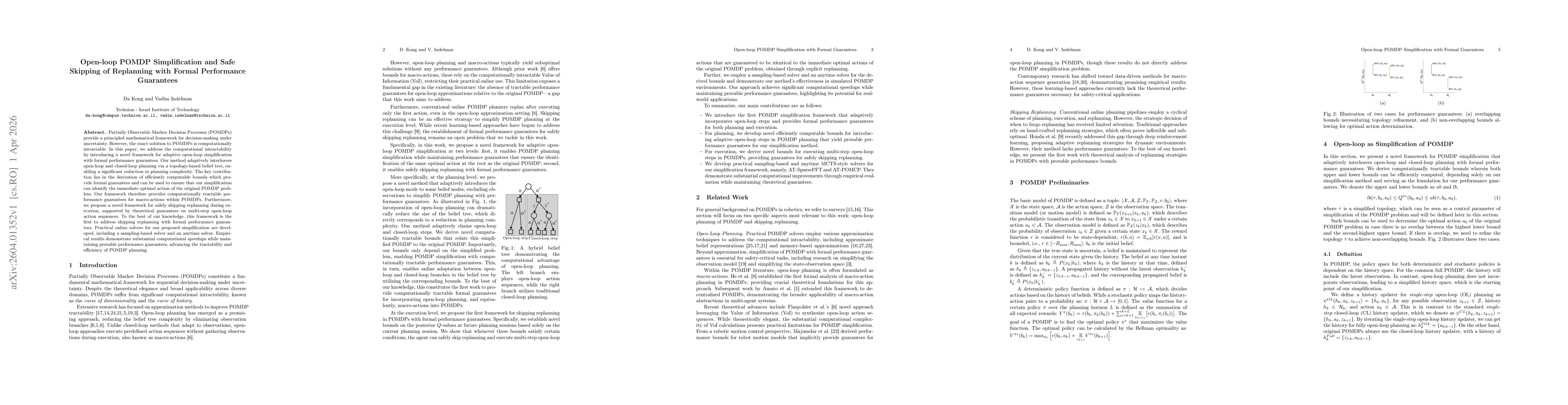 Thumbnail for Open-loop POMDP Simplification and Safe Skipping of Replanning with Formal Performance Guarantees