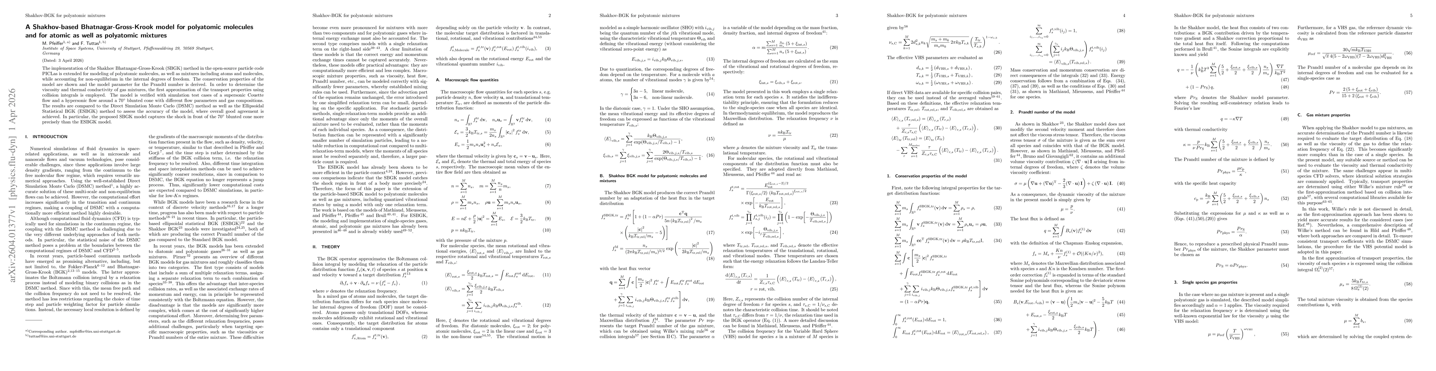 Thumbnail for A Shakhov-based Bhatnagar-Gross-Krook model for polyatomic molecules and for atomic as well as polyatomic mixtures