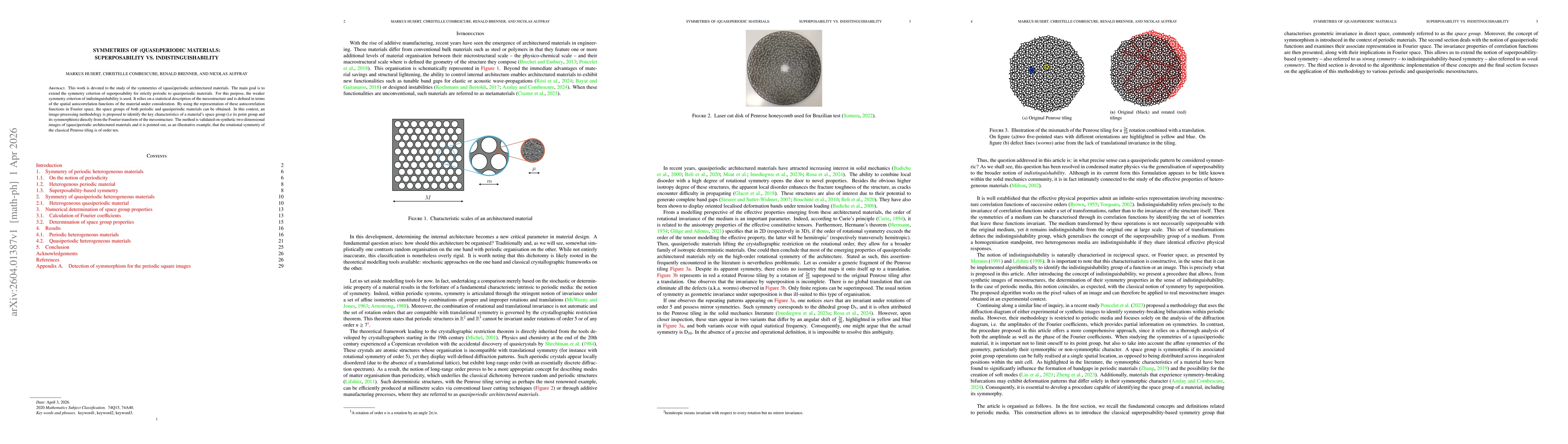 Thumbnail for Symmetries of (quasi)periodic materials: Superposability vs. Indistinguishability