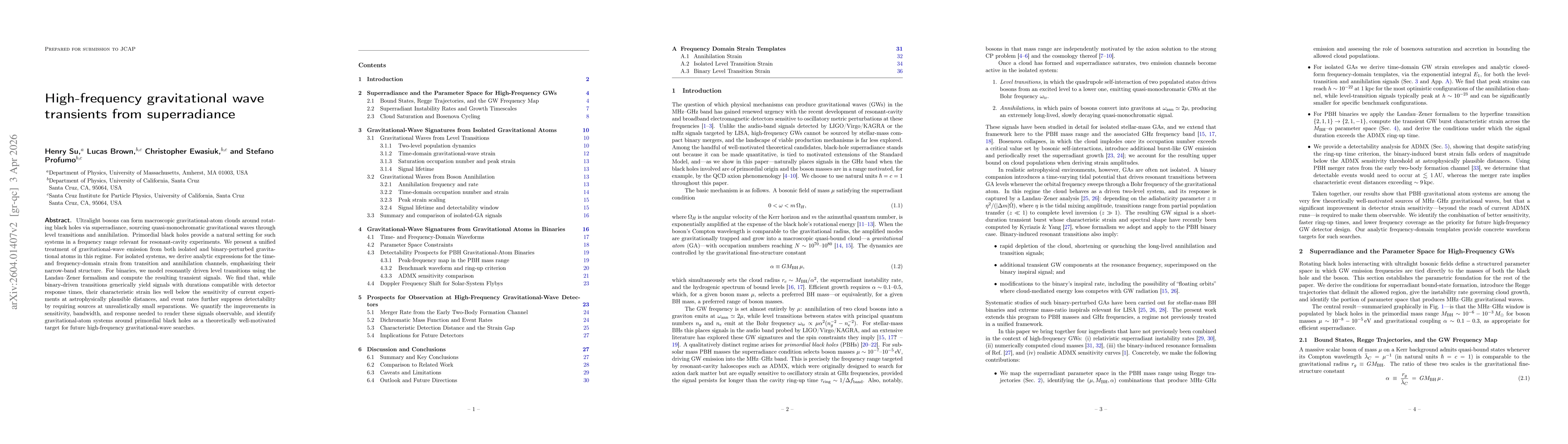 Thumbnail for High-frequency gravitational wave transients from superradiance