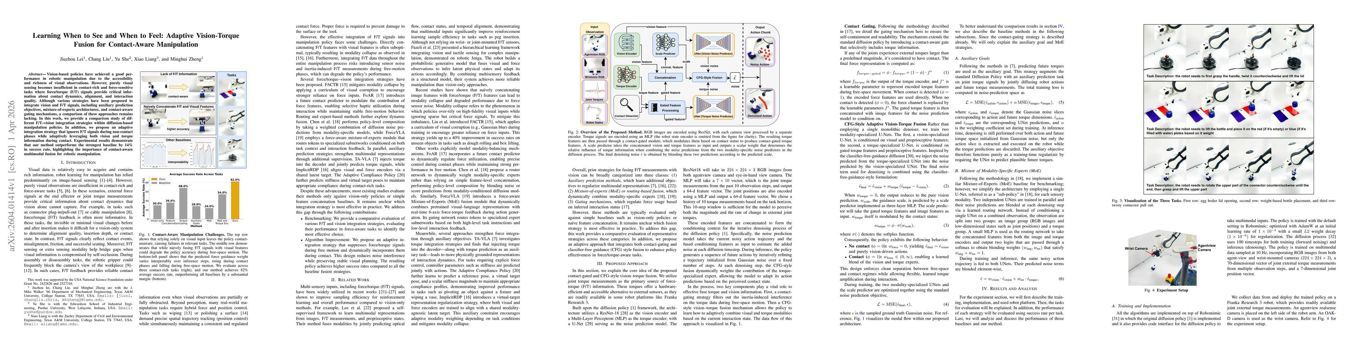 Thumbnail for Learning When to See and When to Feel: Adaptive Vision-Torque Fusion for Contact-Aware Manipulation