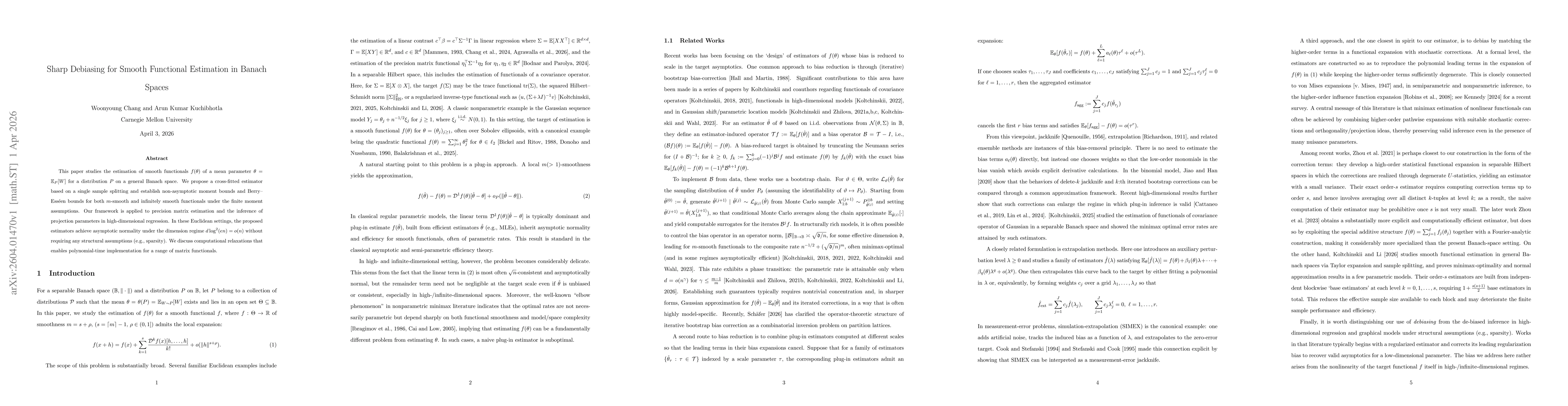 Thumbnail for Sharp Debiasing for Smooth Functional Estimation in Banach Spaces
