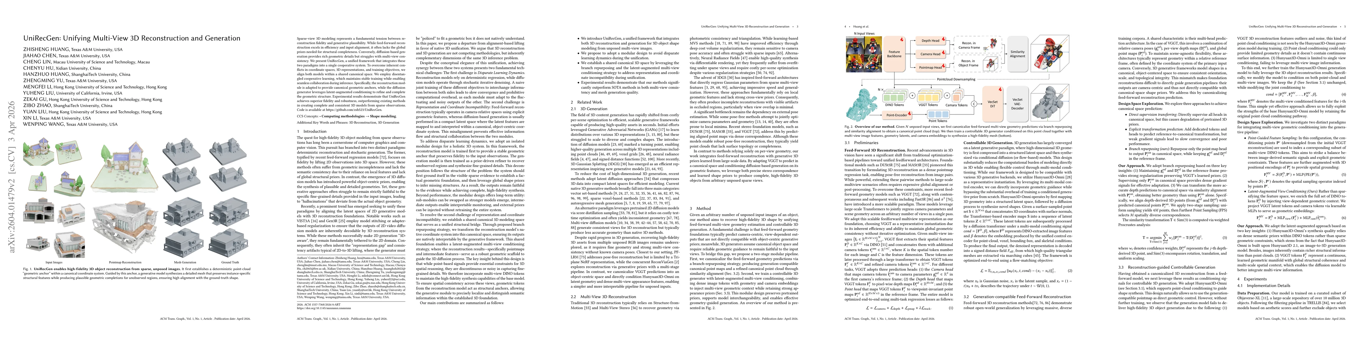 Thumbnail for UniRecGen: Unifying Multi-View 3D Reconstruction and Generation