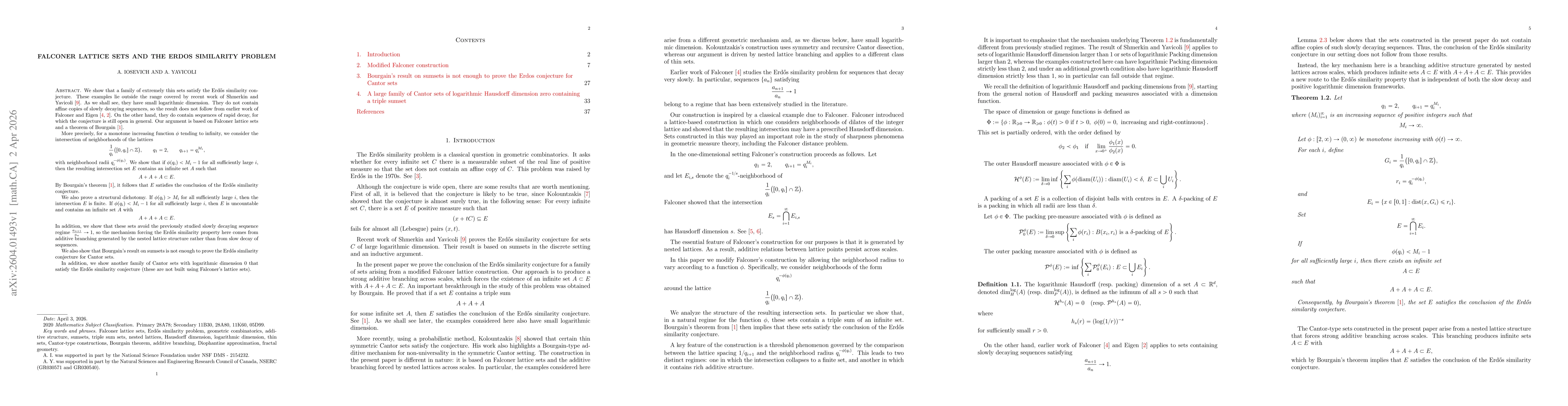 Thumbnail for Falconer lattice sets and the Erdos similarity problem