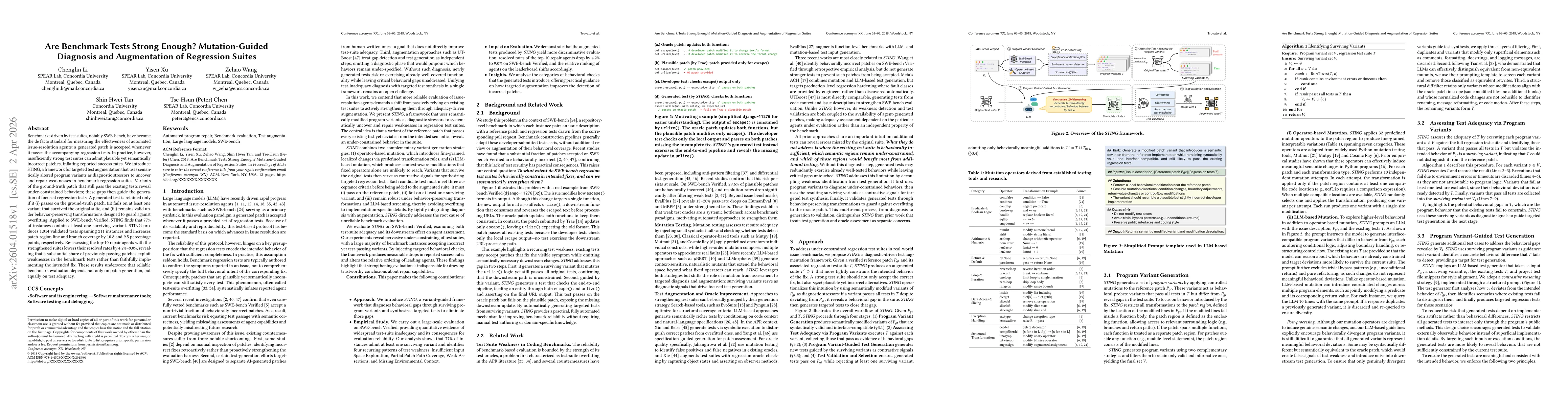 Thumbnail for Are Benchmark Tests Strong Enough? Mutation-Guided Diagnosis and Augmentation of Regression Suites