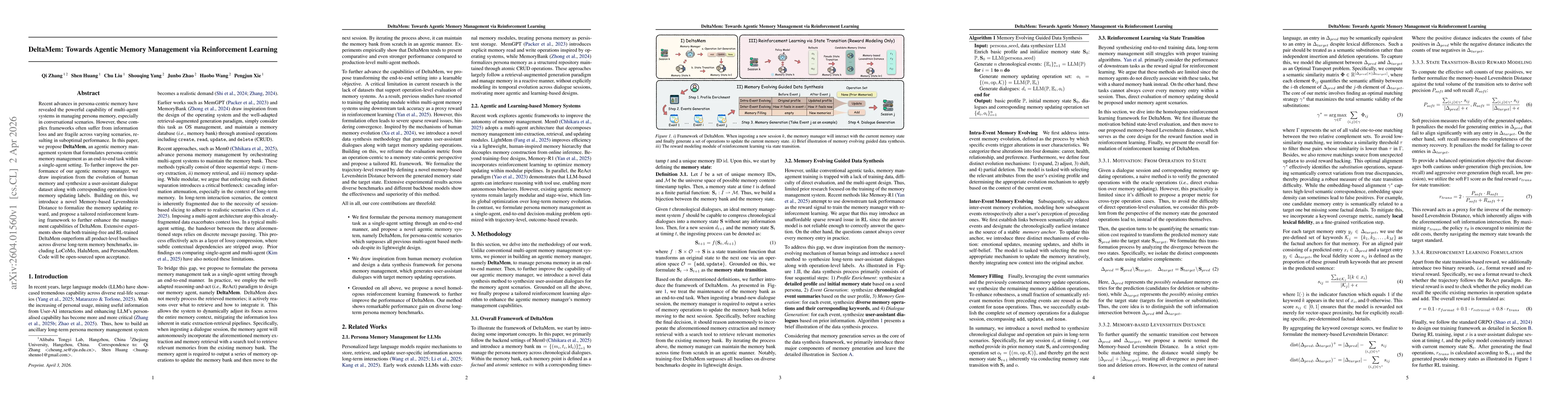 Thumbnail for DeltaMem: Towards Agentic Memory Management via Reinforcement Learning