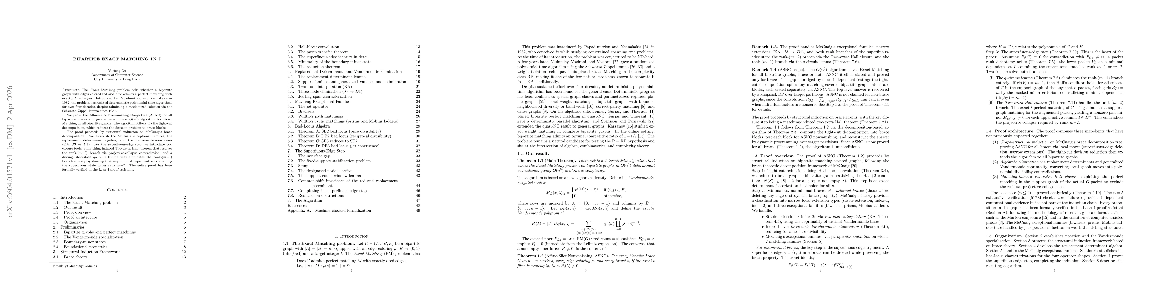 Thumbnail for Bipartite Exact Matching in P